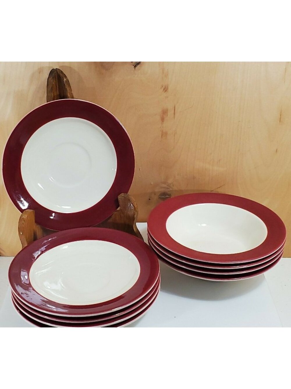 Homer Laughlin Cavalier 4 Dessert Bowls & 5 Saucers 6" vintage made in USA 1950s